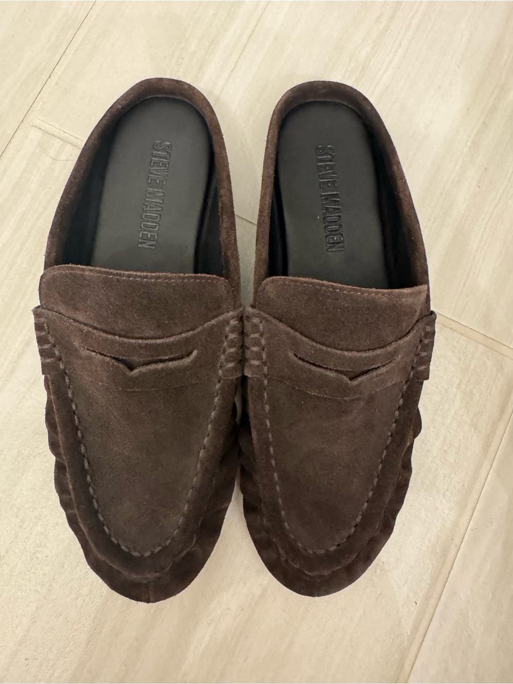 Women’s Steve Madden Dark Brown Suede Slip-On Loafers size 6